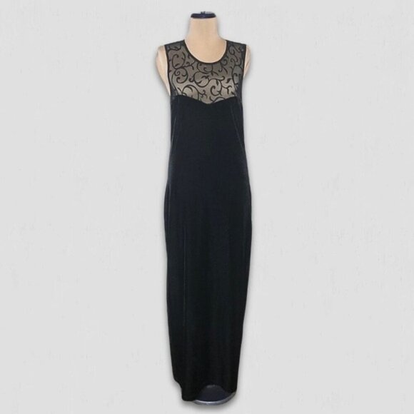All That Jazz Black Velvet Maxi Dress Large - Picture 1 of 9